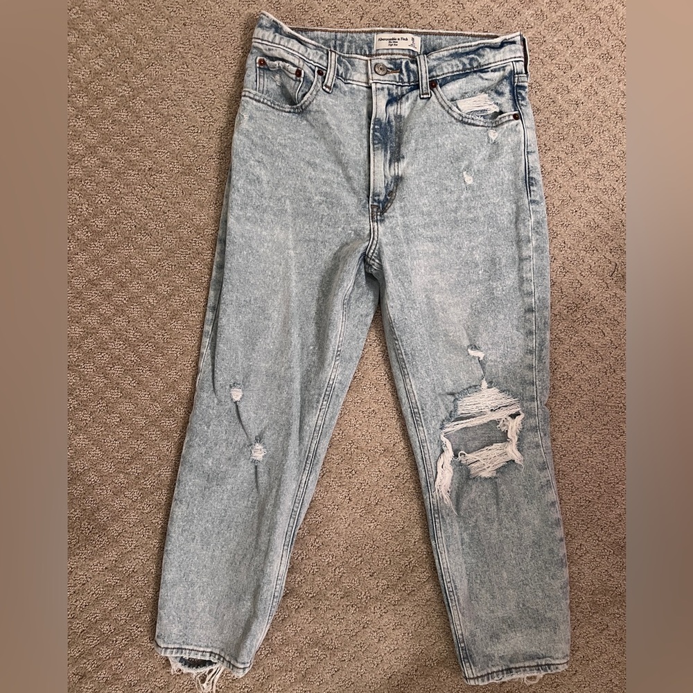 Abercrombie high rise mom distressed jeans